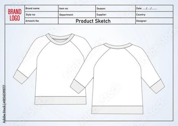 Obraz Sweatshirt technical drawing vector illustration template for kids
