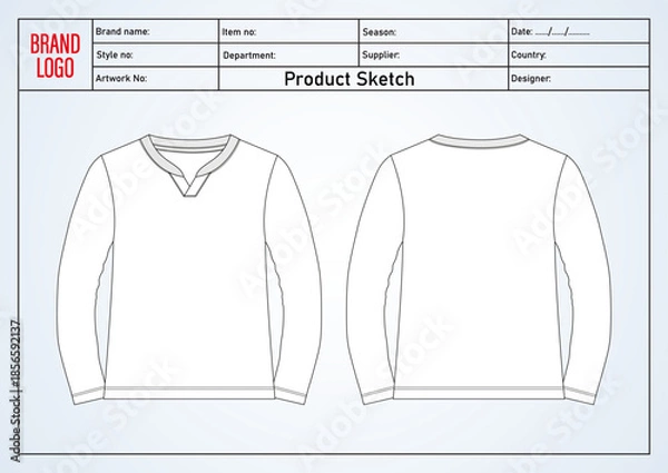 Obraz T shirt technical drawing vector illustration template front and back