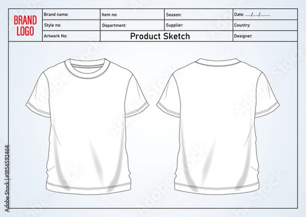 Obraz T shirt technical drawing vector illustration template front and back