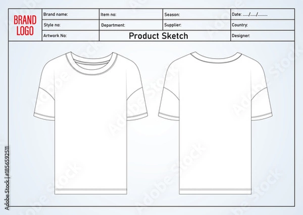 Obraz T shirt technical drawing vector illustration template front and back