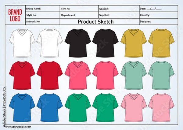 Obraz Multicolor t shirt vector illustration template for ladies