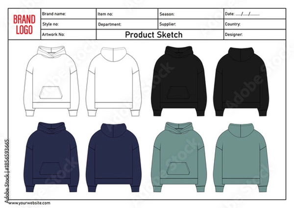 Obraz Multicolor hoodie vector illustration template front and back 