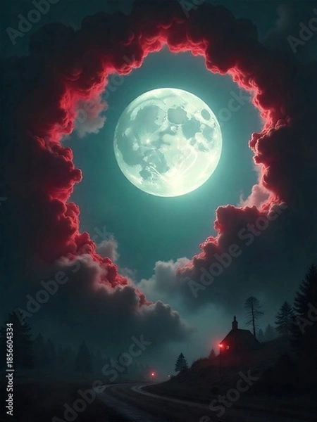 Obraz Full Moon in a Red Sky