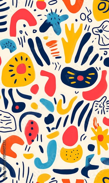 Obraz Tile or carpet pattern background with decorative, symmetrical elements. Ideal for wallpaper, textiles, or digital design projects.