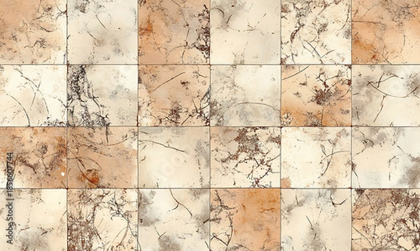 Obraz Tile or carpet pattern background with decorative, symmetrical elements. Ideal for wallpaper, textiles, or digital design projects.