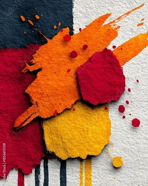 Obraz Vibrant red orange yellow ink splash high resolution background