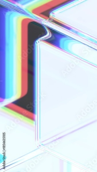 Obraz Abstract iridescent glass cube, geometric design, vertical orientation, 3d render