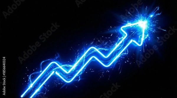 Obraz Abstract Blue Neon Arrow Background