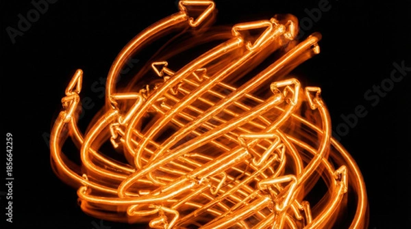 Obraz Orange Neon Glowing Arrow Background