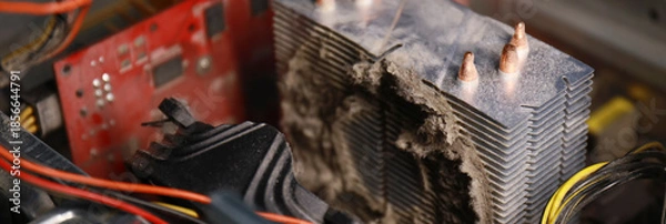 Obraz Computer overheating due to dust. Computer breakdown