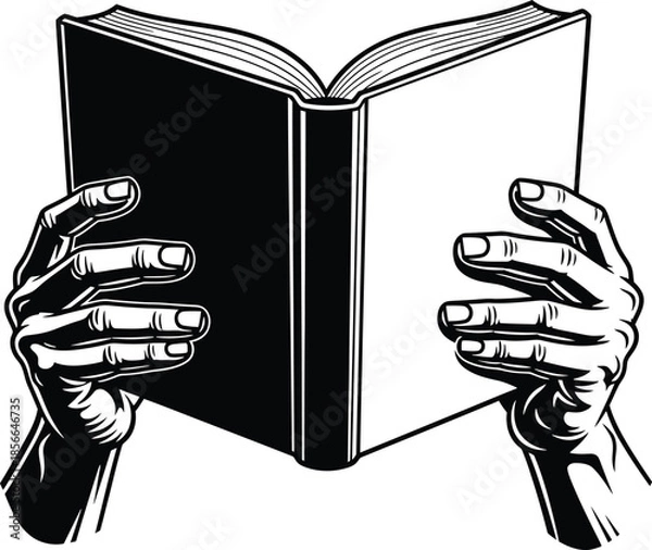 Obraz Hands Holding Open Book Illustration Vector