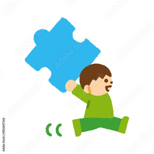 Obraz パズル 男の子 運ぶ アイコン 手描き パステル イラスト