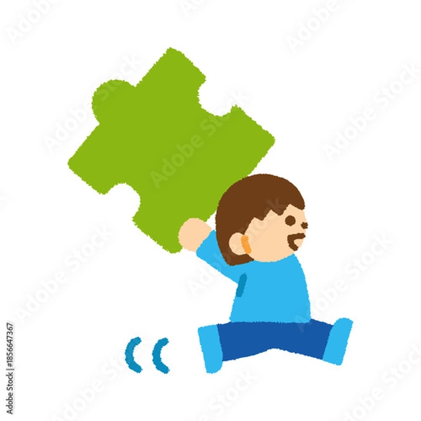 Obraz パズル 女の子 運ぶ アイコン 手描き パステル イラスト