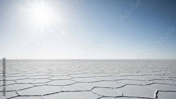 Obraz 넓은 소금 평원, 밝게 빛나는 하늘 아래