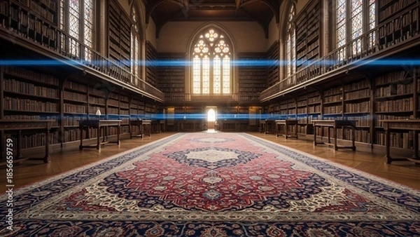 Fototapeta 웅장한 도서관, 고풍스러운 분위기 연출