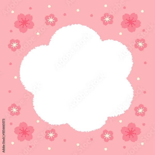 Obraz 桜 フレーム 手描き パステル 背景 イラスト