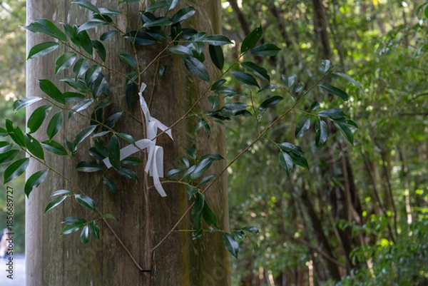 Obraz 日本神話：神聖な森と川（神宮・五十鈴川）