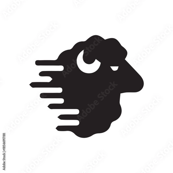 Fototapeta Speedy black ram with abstract motion lines facing right