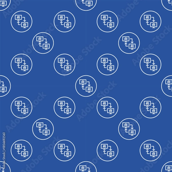Obraz AI Computers vector Artificial Intelligence Online Data thin line round seamless pattern