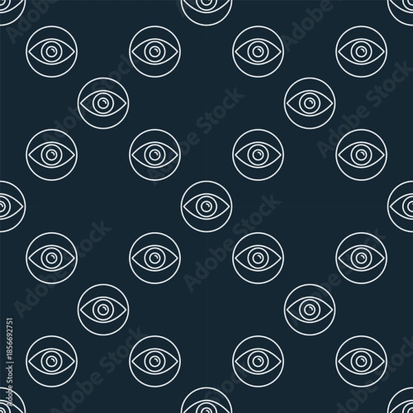 Obraz Artificial Intelligence Eye vector AI linear round seamless pattern