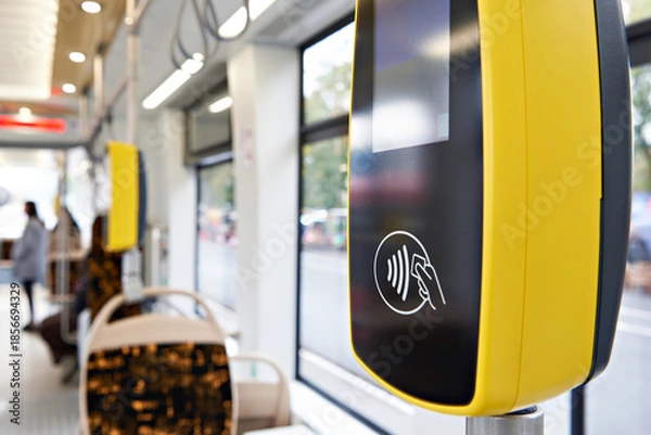 Fototapeta Ticket validator in city tram