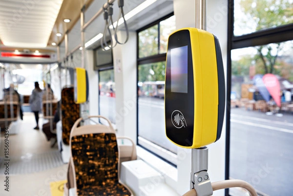 Fototapeta Ticket validator in city tram