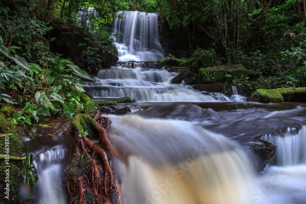 Obraz Landscape of waterfall in thailand named Mhan daeng waterfall, long exposure
