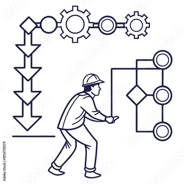 Fototapeta Process optimization workflow engineer diagram industry automation process optimization workflow engineer diagram industry