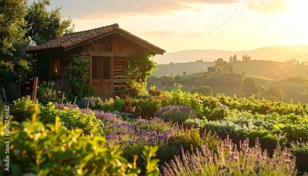 Obraz Haus mit Kräutergarten