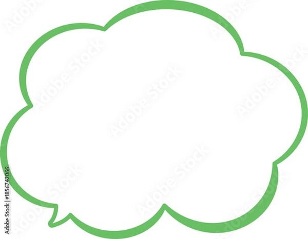 Obraz 緑色の雲の形をした吹き出し。シンプルで使いやすい。広いテキストスペース。