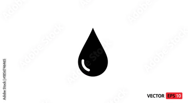 Fototapeta Black Teardrop Droplet Vector Icon.