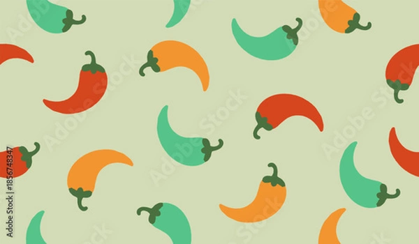 Obraz Cute chili pattern background vector design