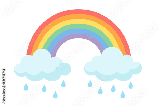 Fototapeta Rainbow and Clouds with Raindrops