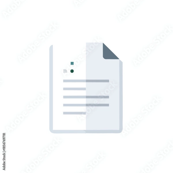 Obraz A document icon, featuring text lines, folded top right, and two small marks