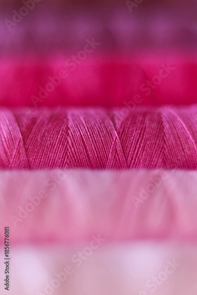 Fototapeta Pink Sewing Thread Spools – Macro Textile Texture