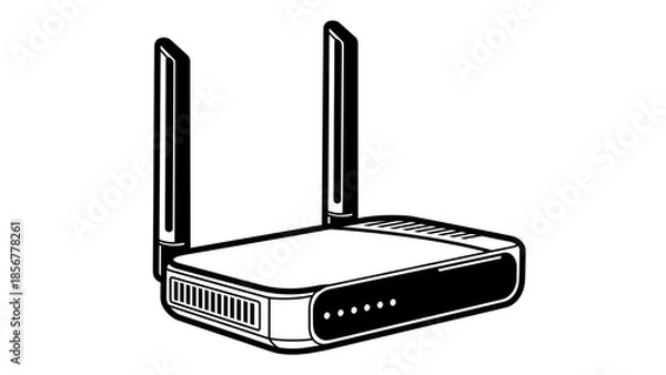 Obraz Wireless Router with Two Antennas Illustration.