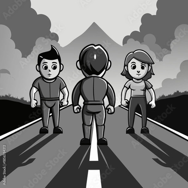 Obraz children on road