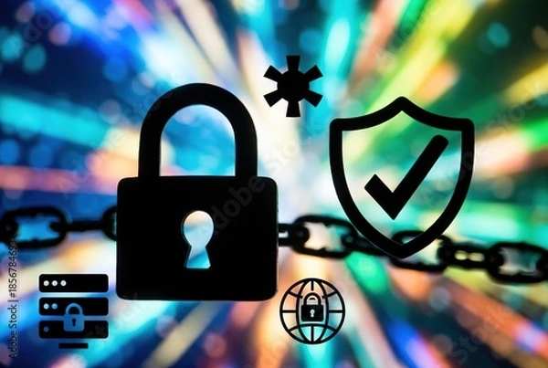 Fototapeta Network Speed Security and Data Encryption Concept technology