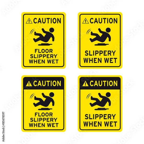Obraz Caution floor slippery when wet step carefully sign set