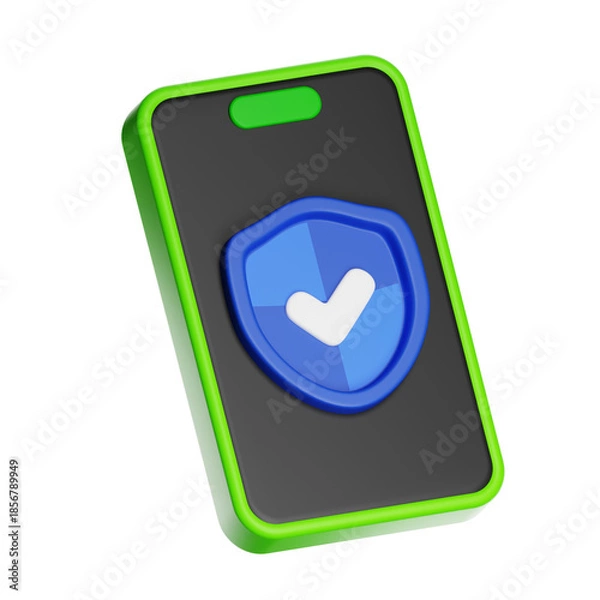 Obraz Smartphone with security shield check mark icon