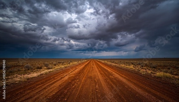 Obraz Australian Outback Road Under Dramatic Storm Clouds