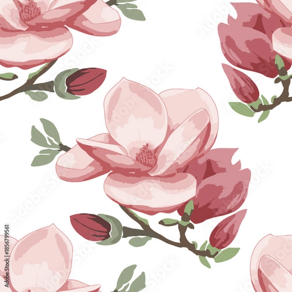Fototapeta Magnolia  seamless pattern.