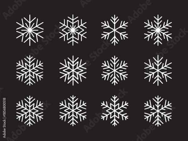 Fototapeta Snowfall design, Snowfall set  art 
