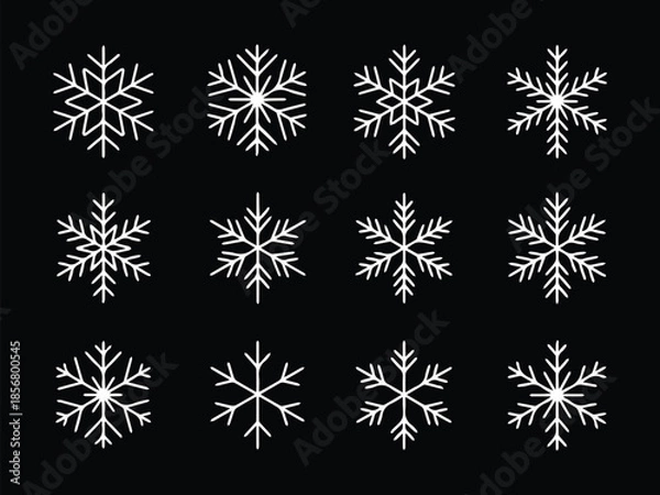 Fototapeta Snowfall design, Snowfall set  art 
