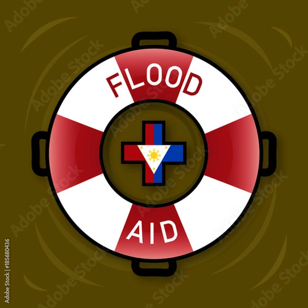 Fototapeta Illustration of Flood Aid Symbol for flooding in Philippine Islands.