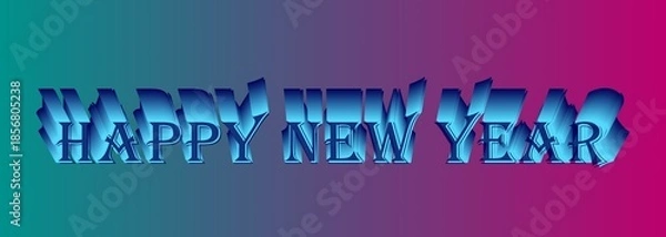Obraz Happy New Year Blue 3D Typography Gradient Background