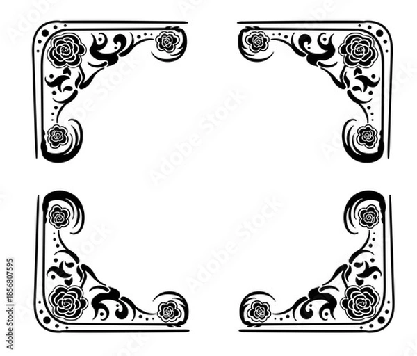 Obraz frame with floral ornament. Human made
