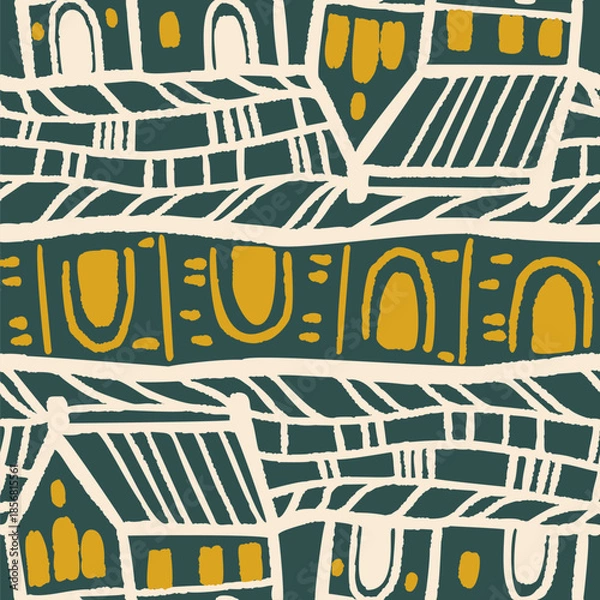 Obraz Seamless pattern with  town  houses. Vector illustration.