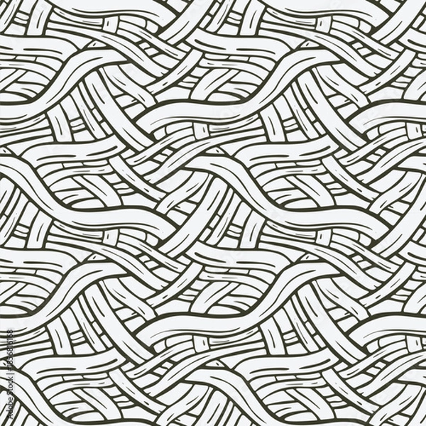 Obraz Monochrome seamless pattern with intertwined lines. Vector illustration.