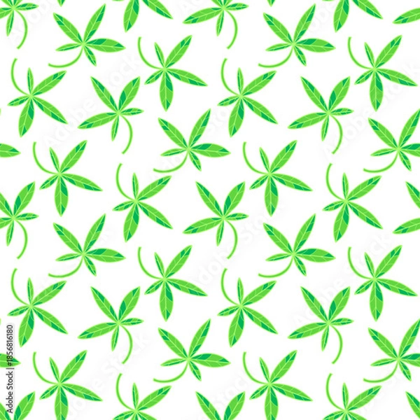Obraz Abstract seamless pattern with green leaves. Vector illustration.